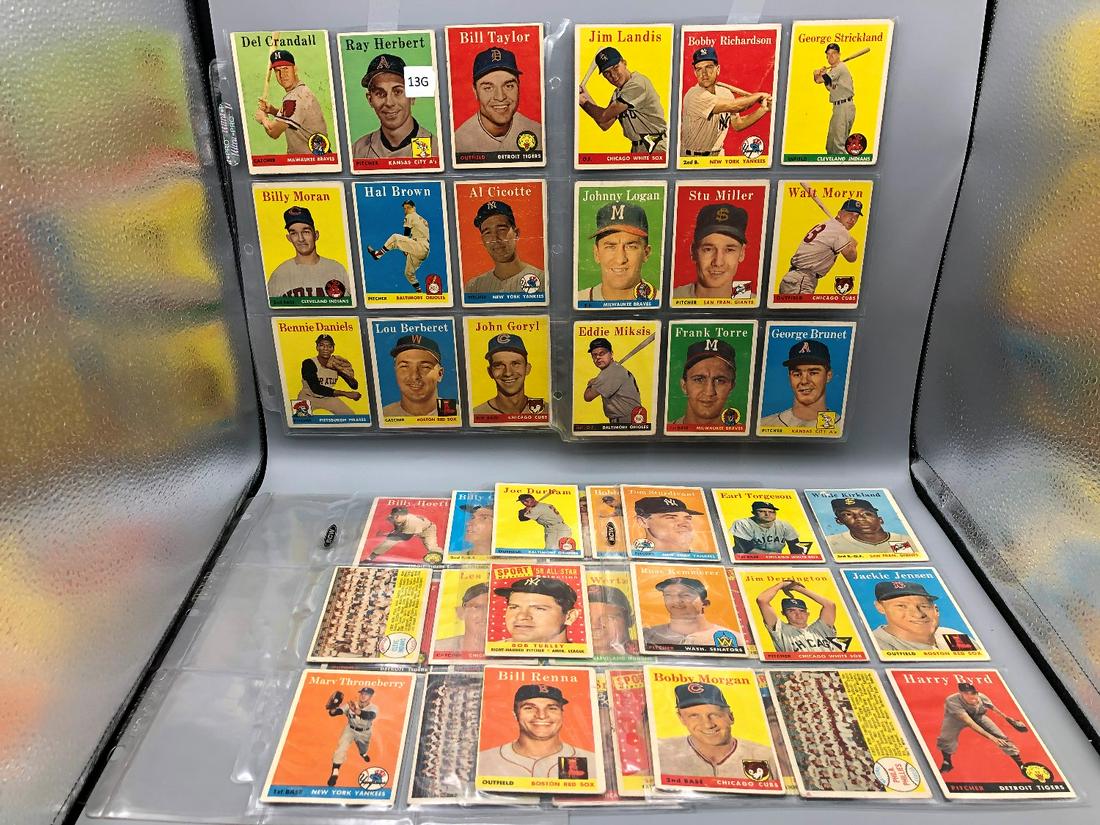 (46) 1958 Topps Baseball Cards in Binder Pages Some All (1 of 13)
