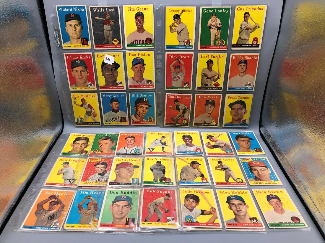(63) 1958 Topps Baseball Cards in Binder Pages A Few (1 of 16)
