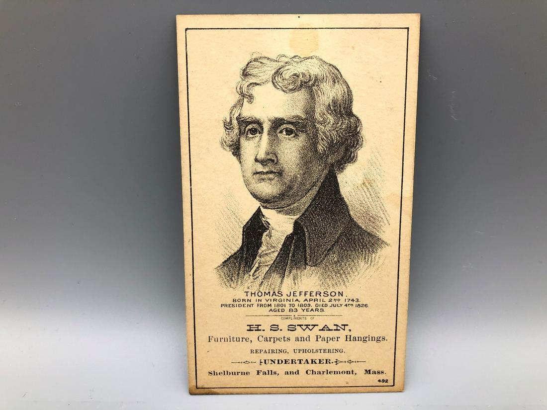 Presidential Trade Card Circa 1880-90 Thomas Jefferson: Presidential Trade Card Circa 1880-90 Thomas Jefferson