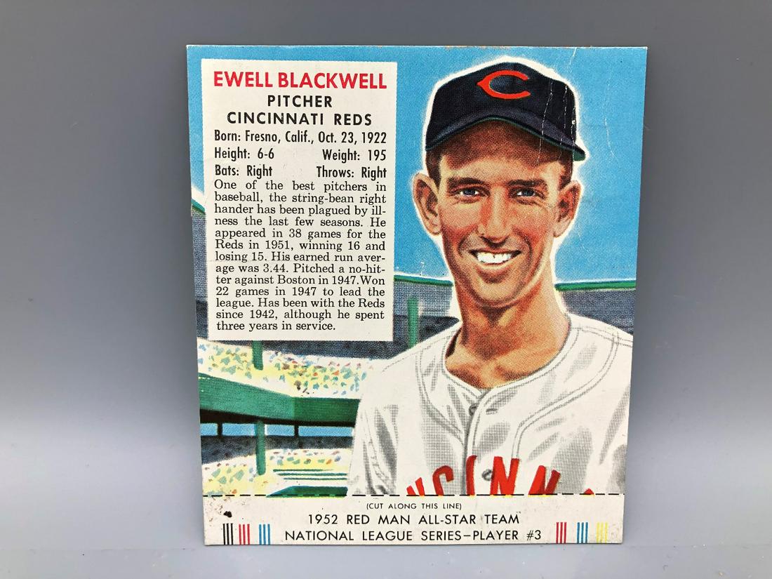 1952 Red Man With tab Ewell Blackwell #3: 1952 Red Man With tab Ewell Blackwell #3