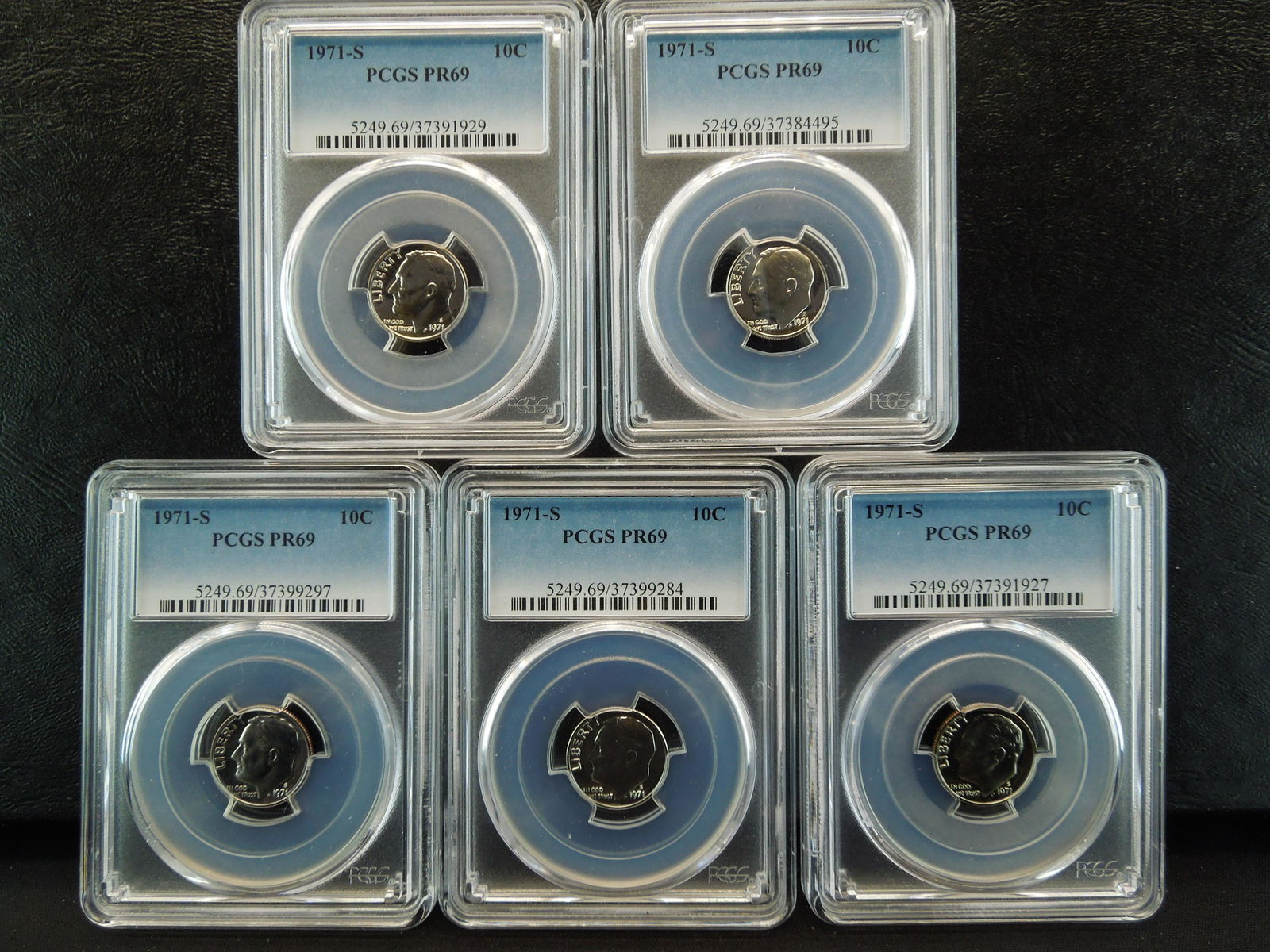 (5) 1971 S Roosevelt Dimes PCGS PR69 (1 of 5)