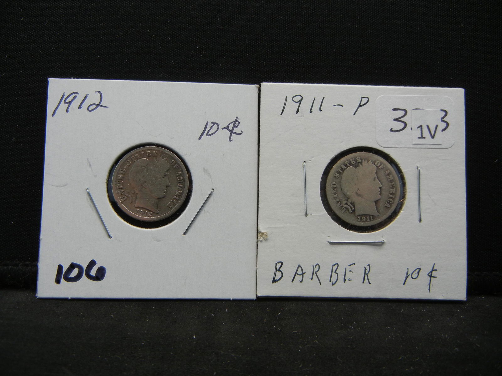 1911/1912 Barber Dimes - 90% Silver (1 of 6)