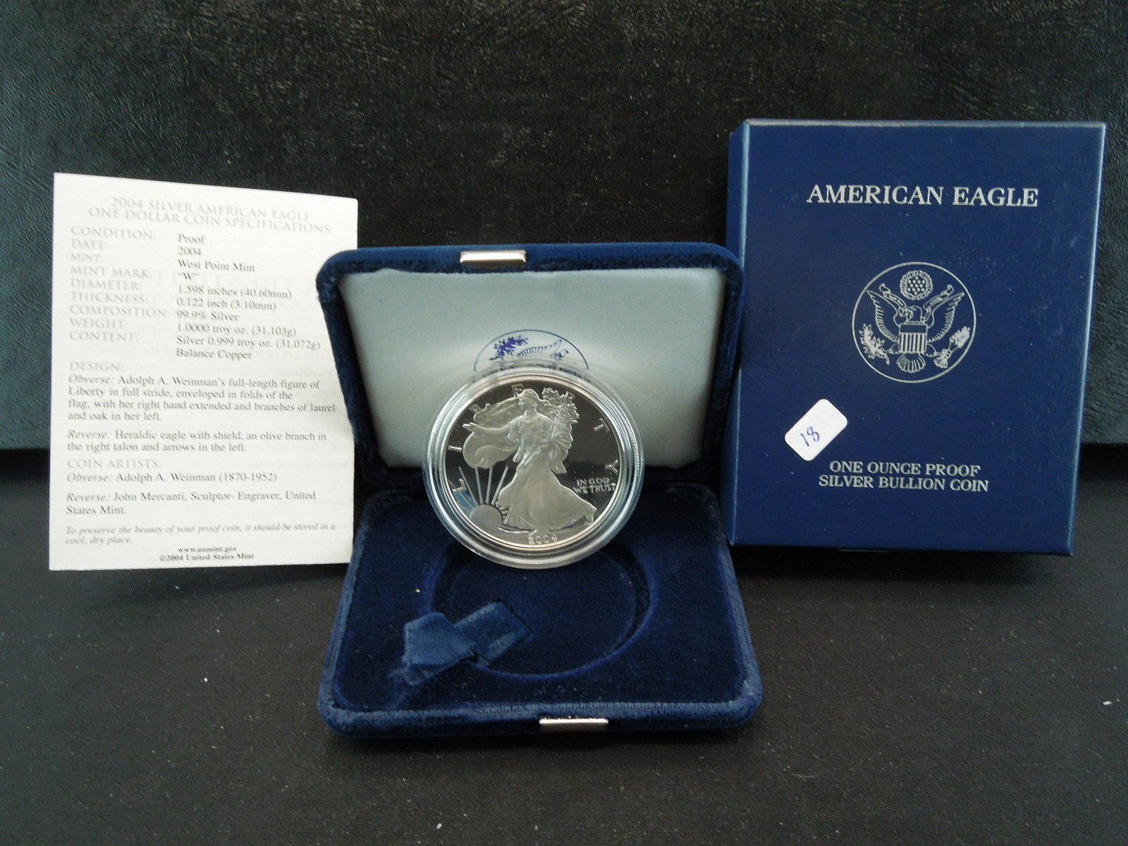 2004 W American Silver Eagle.  GEM Proof in original (1 of 4)