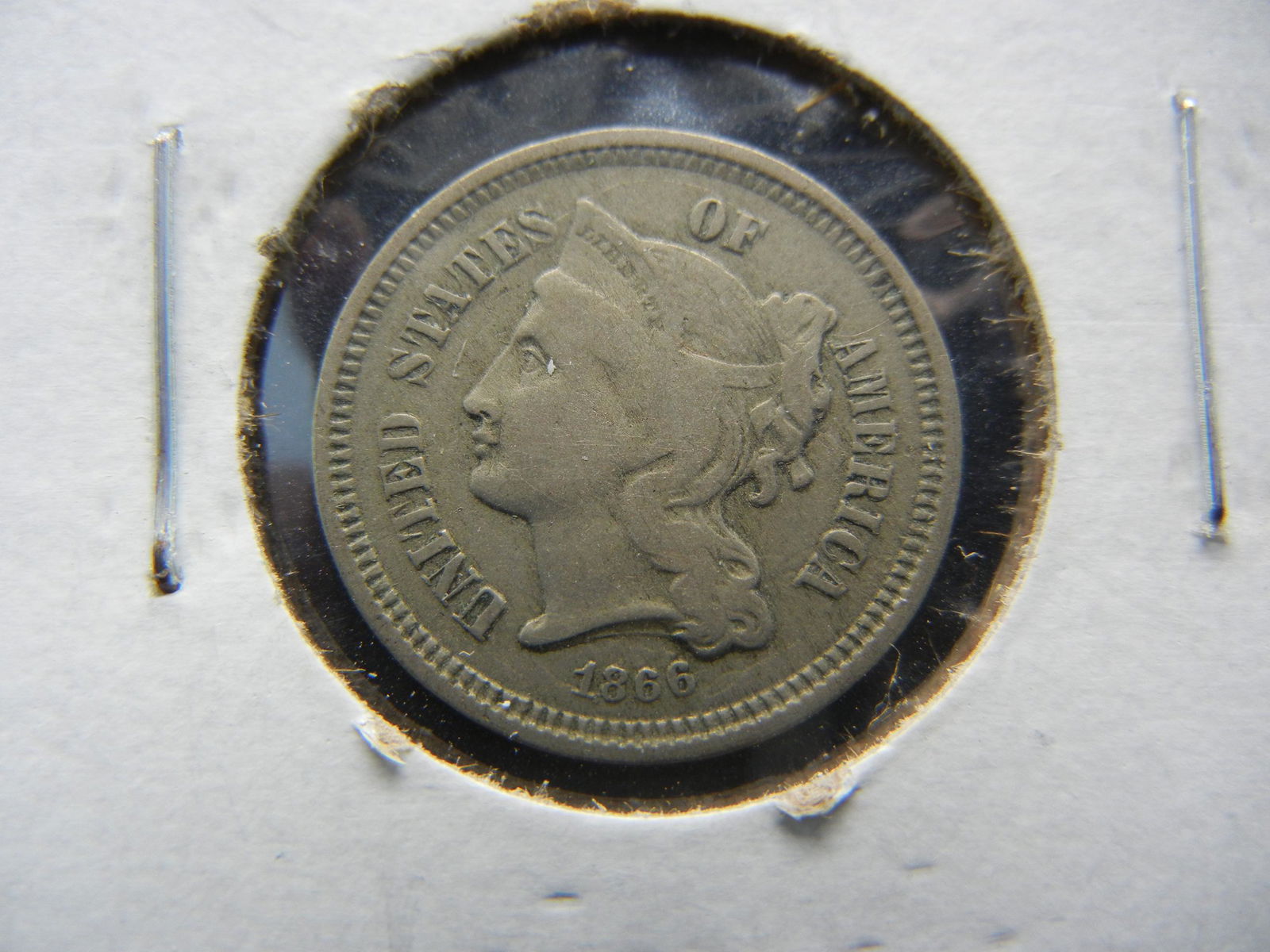 1866 3 Cent Nickel- FULL LIBERTY - High Grade! (1 of 3)
