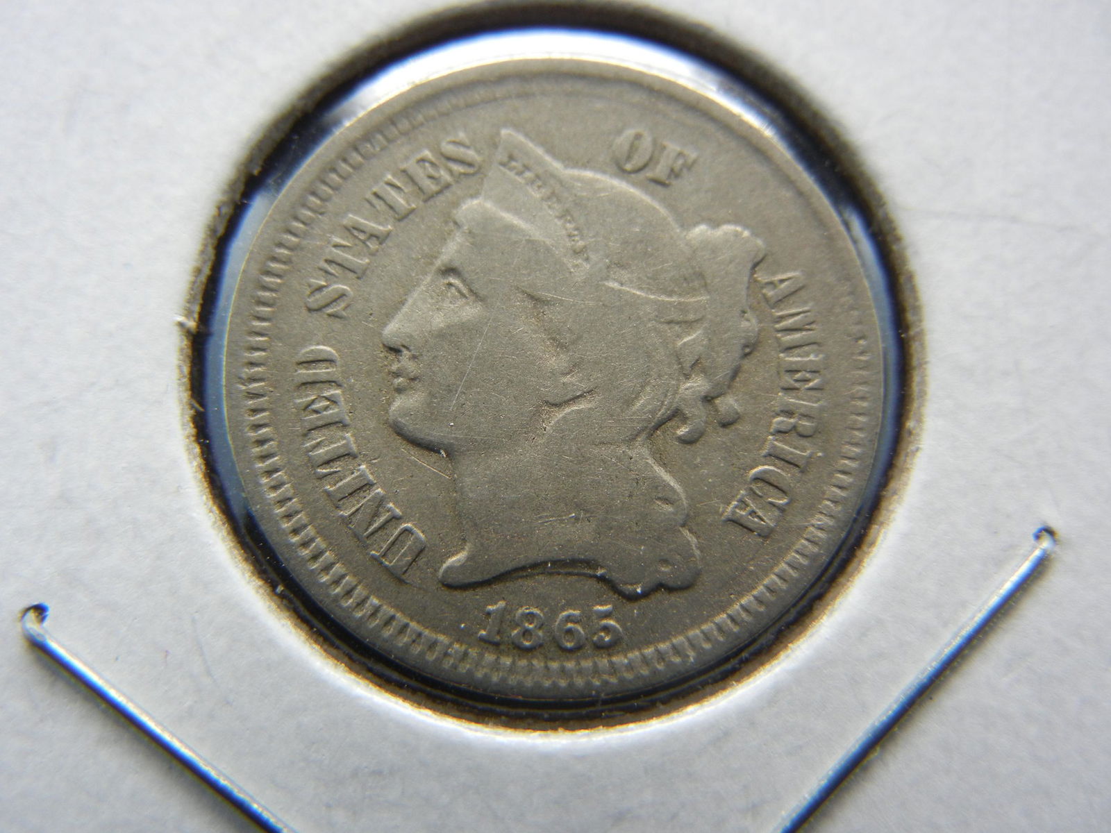 1865 3 Cent Nickel- FULL LIBERTY- High Grade! (1 of 3)