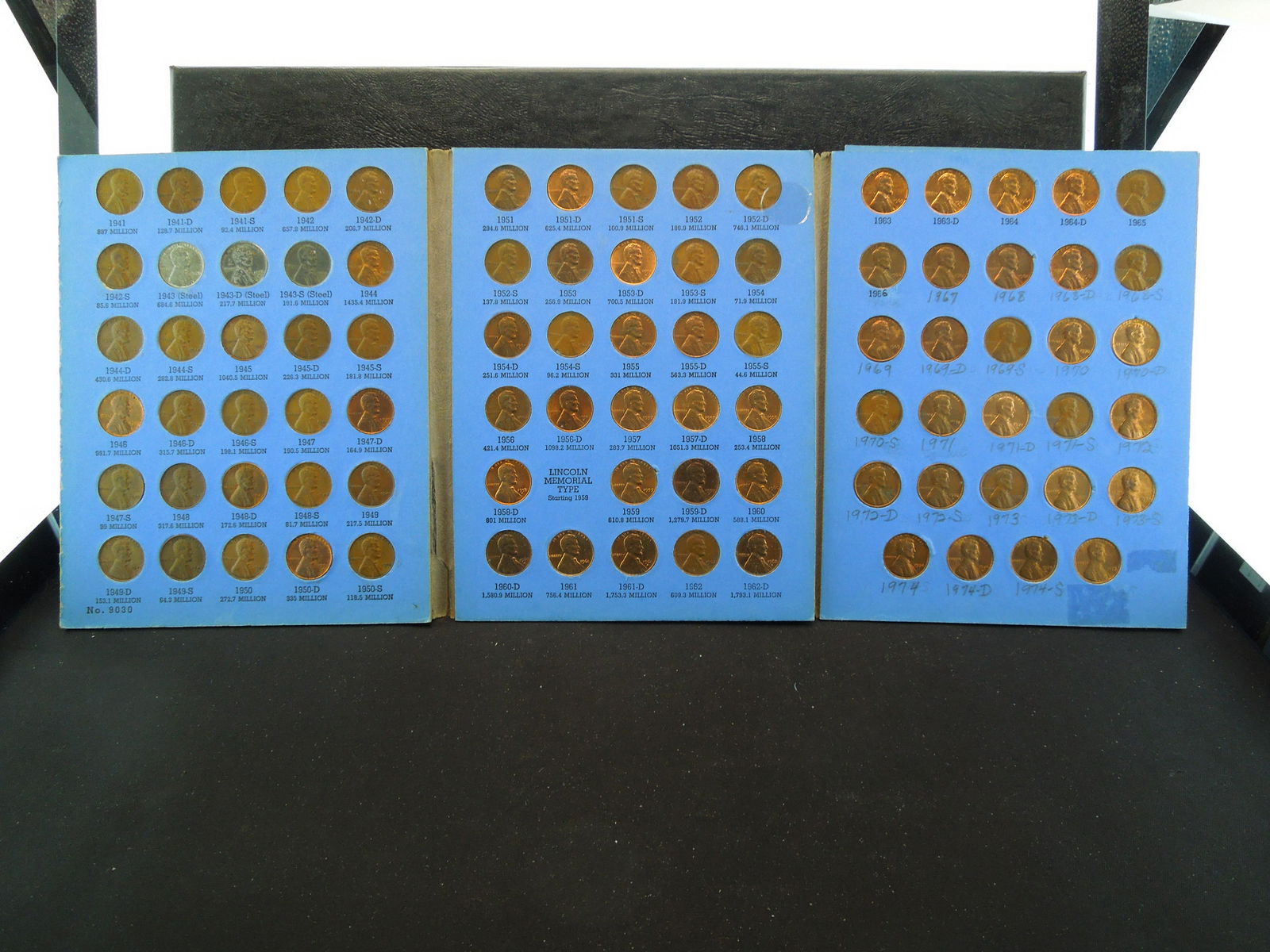 Complete Wheat Cent set from 1941-58 ((51 coins) plus (1 of 7)