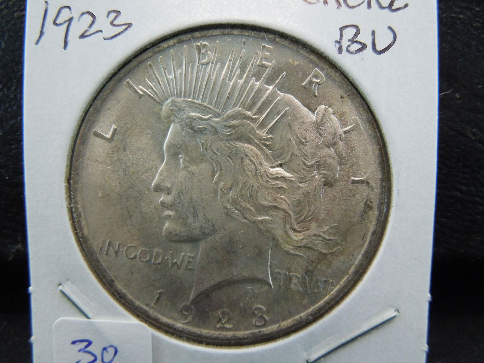 1923 Peace Dollar.  Very choice white BU. (1 of 3)