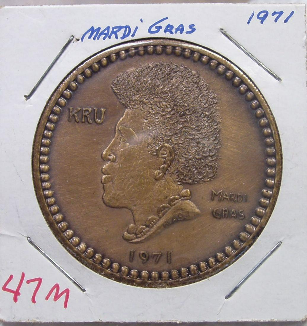 1971 Mardi Gras Medal.  Zulu Princess. (1 of 2)