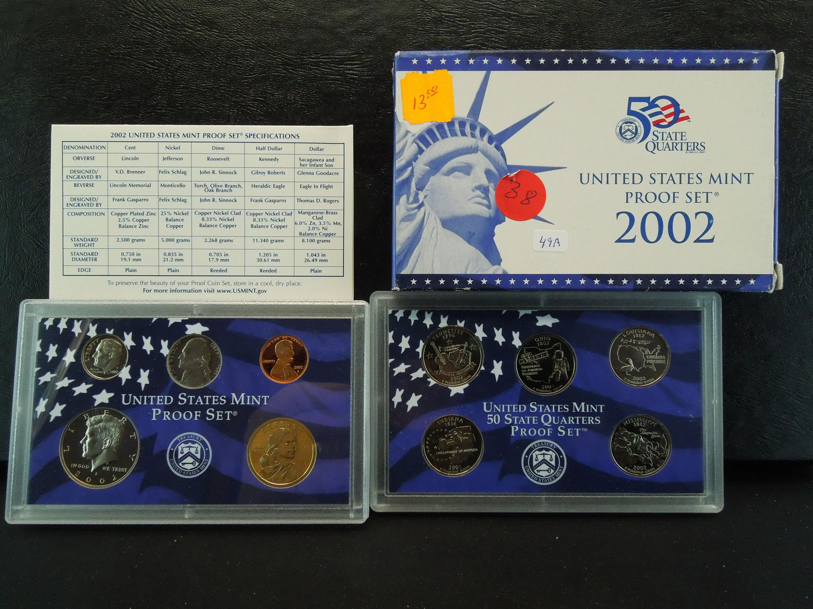2002-S US Clad Proof Set.  Includes (5) state quarters (1 of 4)