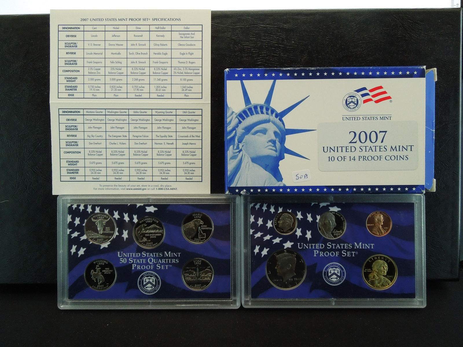 2007-S US Clad Proof Set.  Includes (5) state quarters (1 of 4)