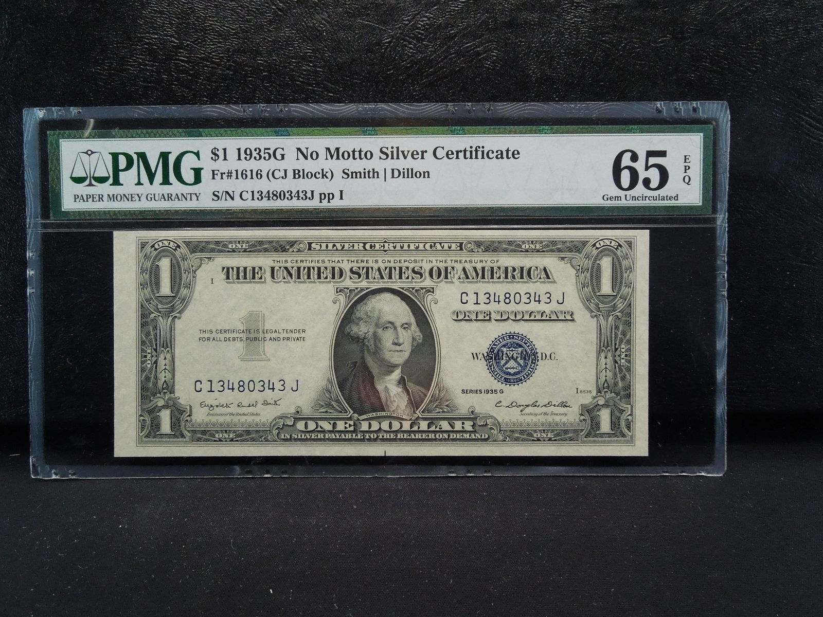 1935 G No Motto $1.00 Silver Certificate PMG 65 EPQ (1 of 4)