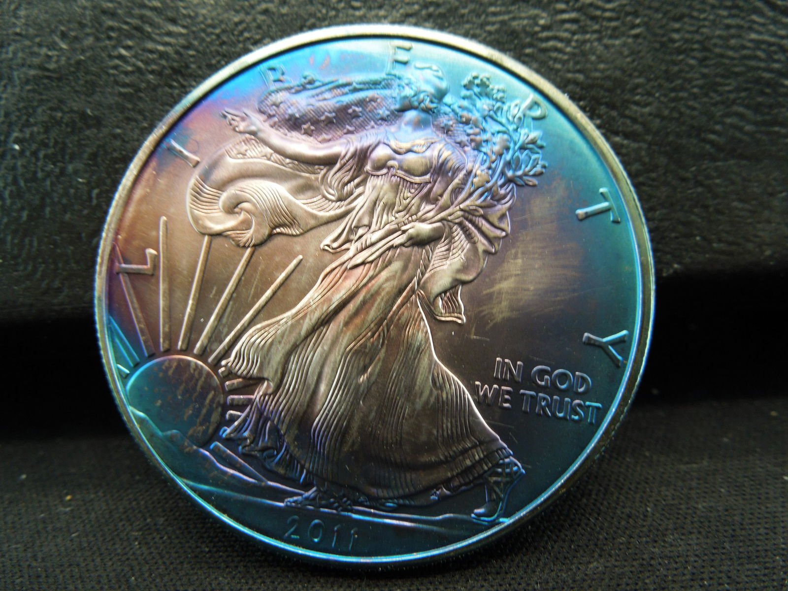 2011 American Silver Eagle Monster Blue Toning Obverse (1 of 2)