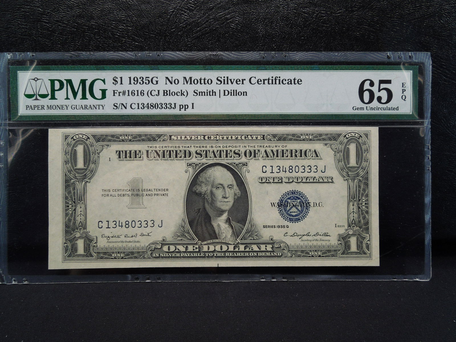 1935-G $1 Silver Certificate PMG Gem Unc 65 Graded (1 of 5)