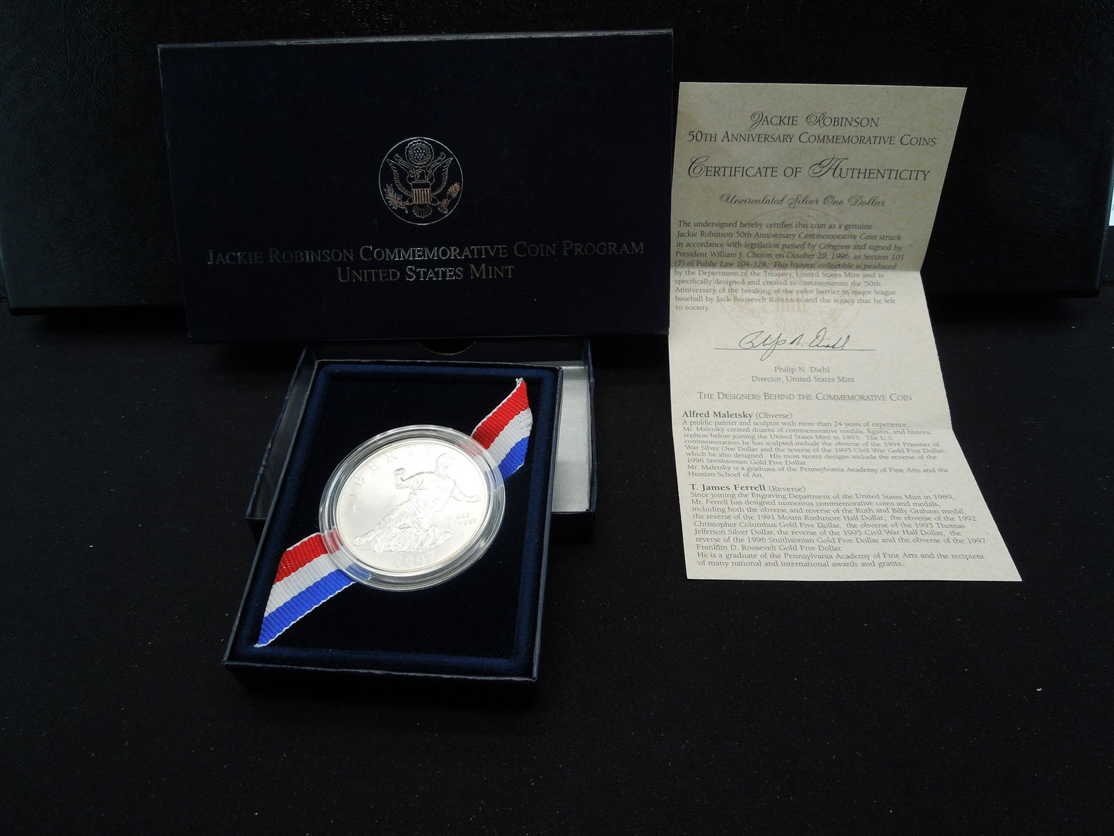 1997 Jackie Robinson Uncirculated Silver Dollar  Very (1 of 6)