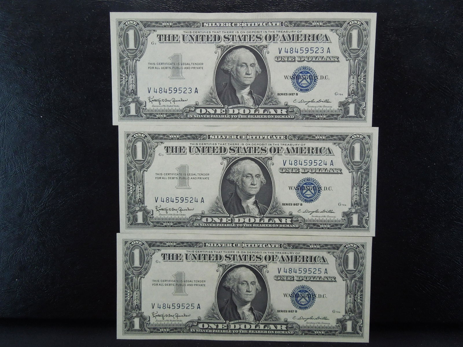 1957 B $1.00 Silver Certificate (3) Consecutive Serial (1 of 5)