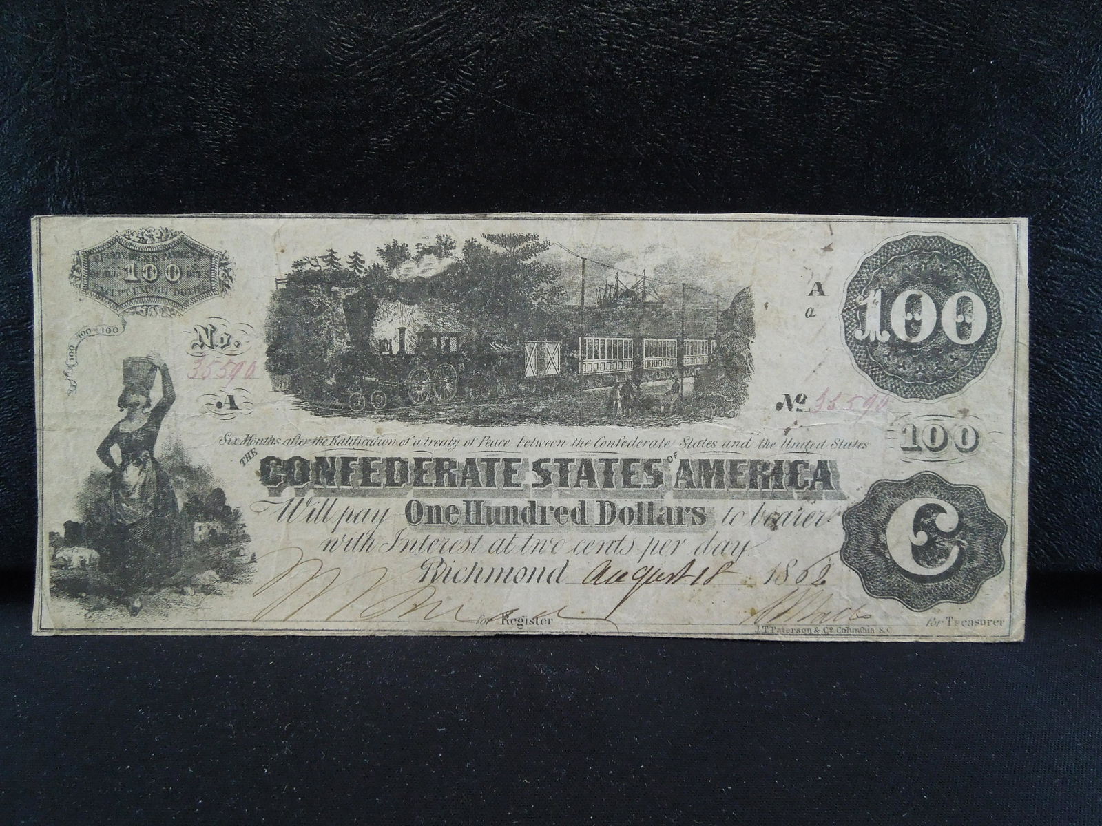 1862 $100 Confederate Note VF/XF (1 of 3)