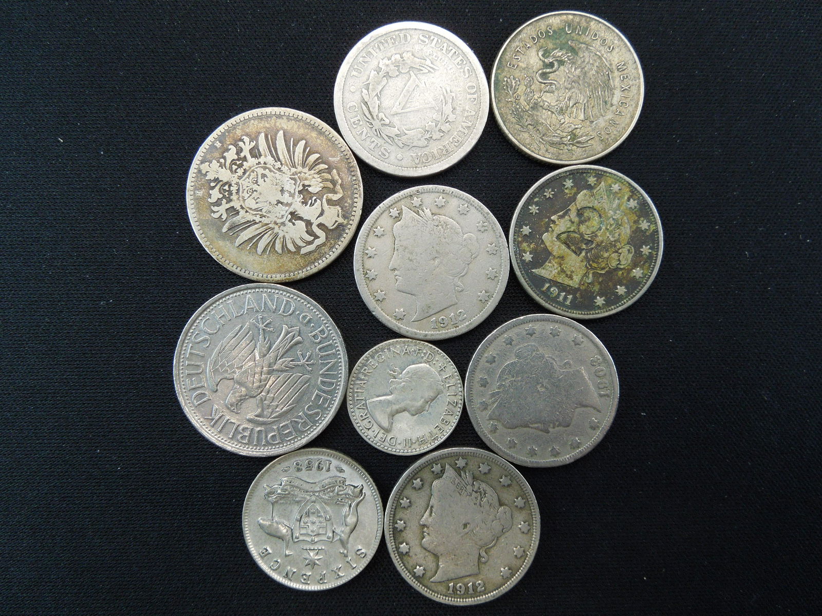 Misc Lot 5 V Nickels and 5 Foreign Coins (1 of 6)