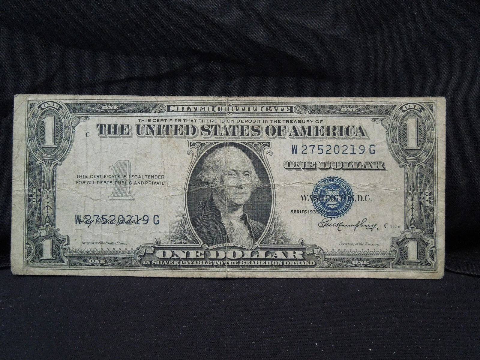 1935 $1.00 Silver Cert Error Very Neat (1 of 3)