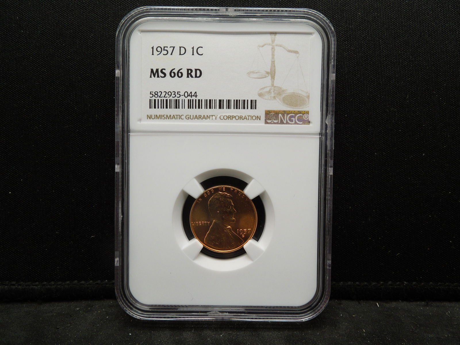 1957 D Lincoln Cent NGC MS66 RED (1 of 4)