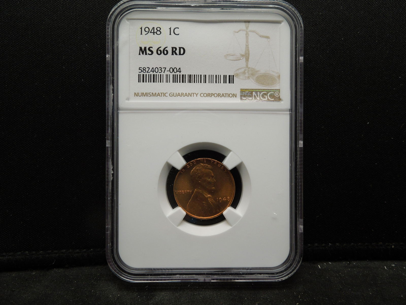 1948 Lincoln Cent NGC MS66 RED NGC Price Guide $135: 1948 Lincoln Cent NGC MS66 RED NGC Price Guide $135