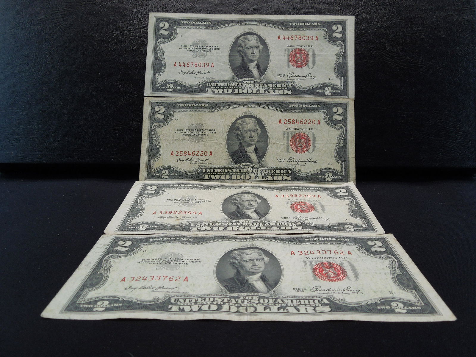 (4) 1953 Red Seal Two Dollar Notes (1 of 10)