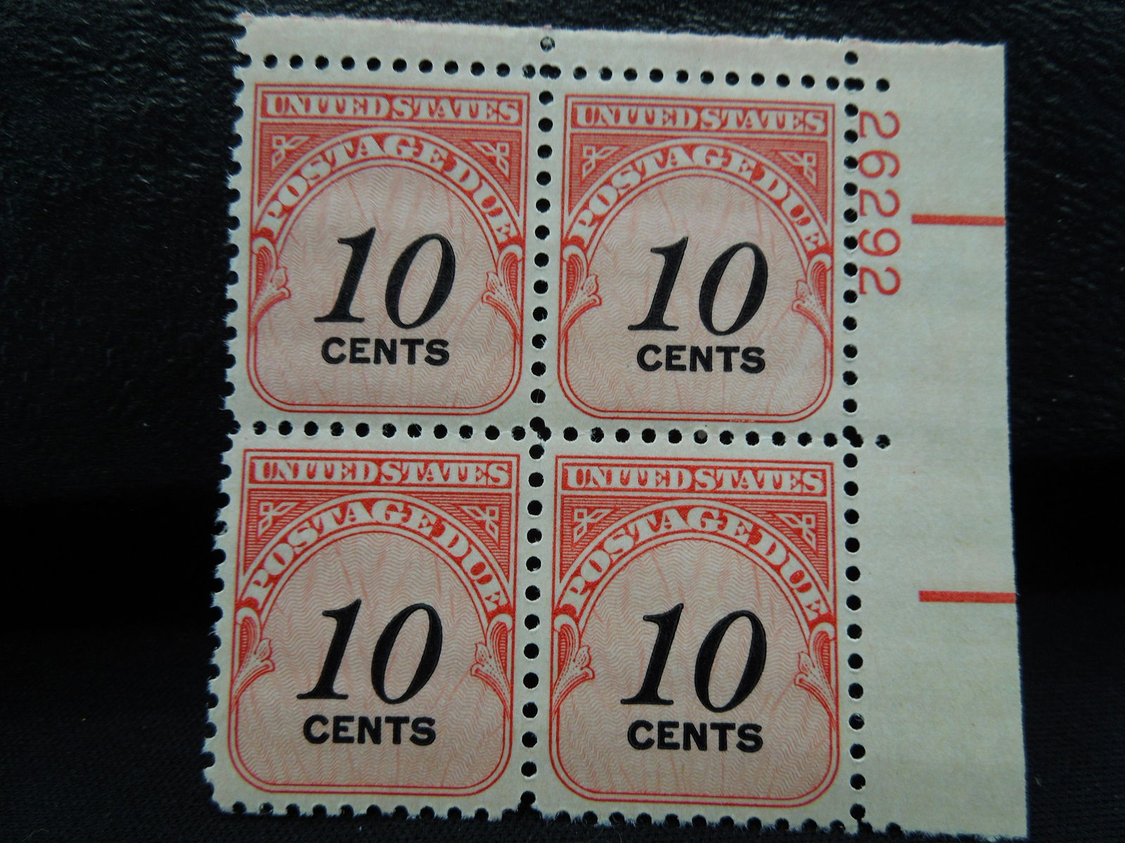 1959 US Postage Due Ten Cent Plate Block.  Mint Never (1 of 2)
