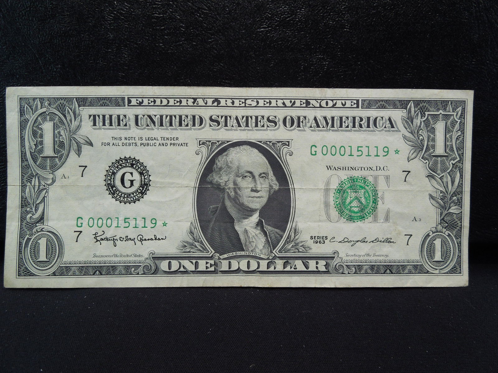 1963 Low Serial Number One Dollar Star Note, Serial (1 of 3)