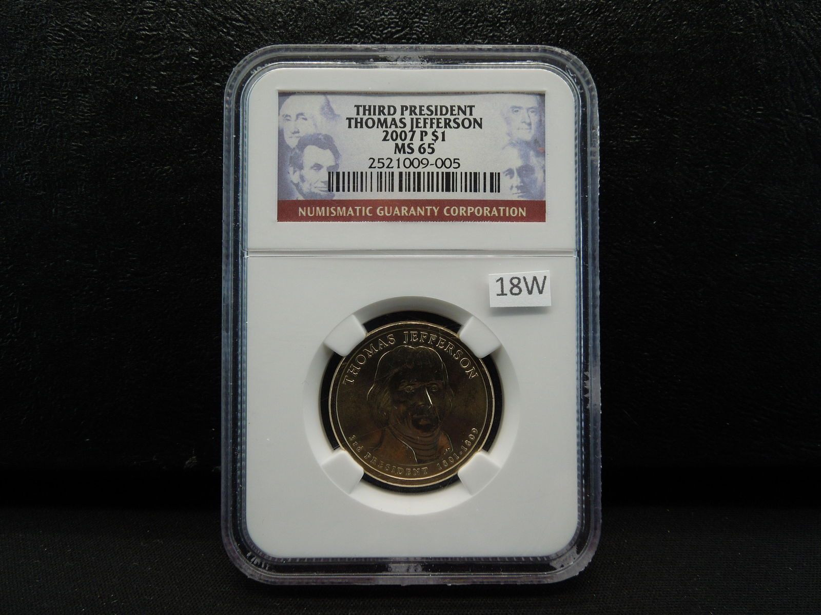 2007-P Third President Thomas Jefferson $1. NGC MS 65.: 2007-P Third President Thomas Jefferson $1. NGC MS 65.