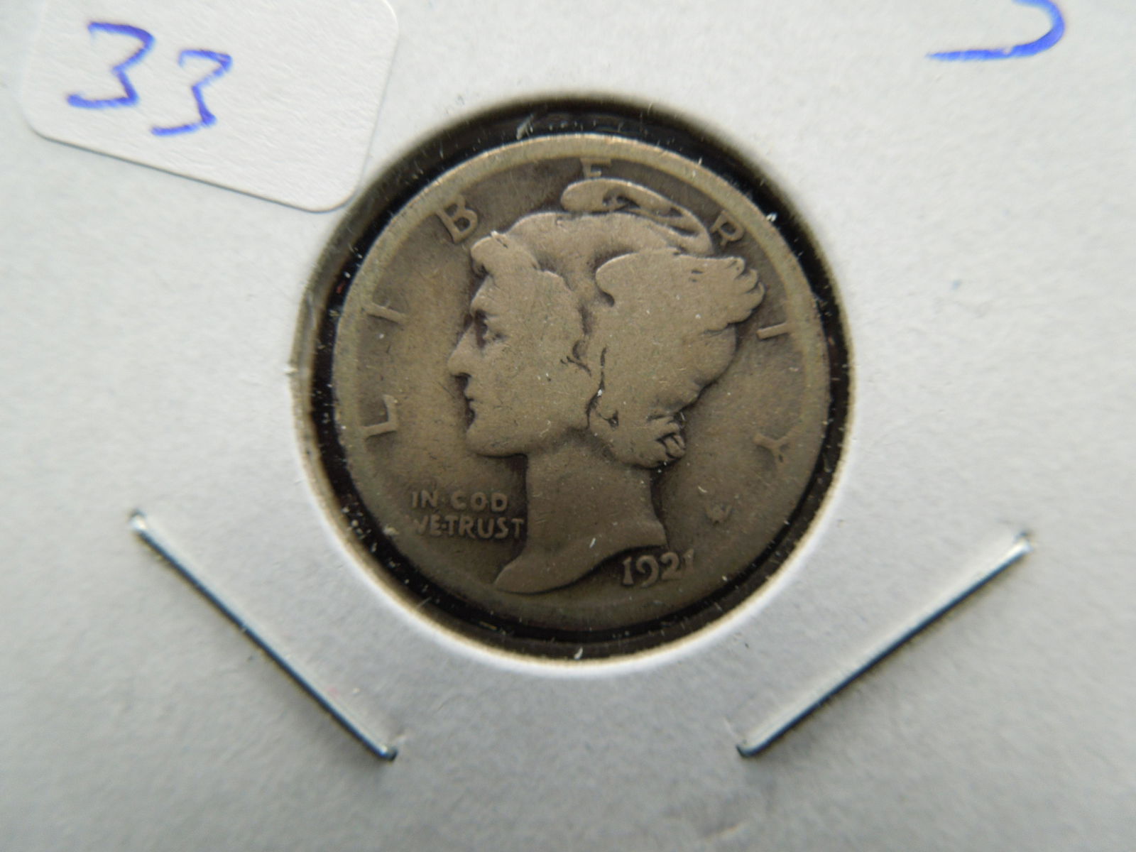 1921 Mercury Dime.  Original AG 3.  Key Date. (1 of 3)