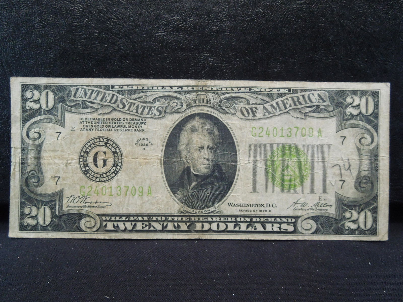 1928 B Twenty Dollar Note, Light Ink (1 of 3)