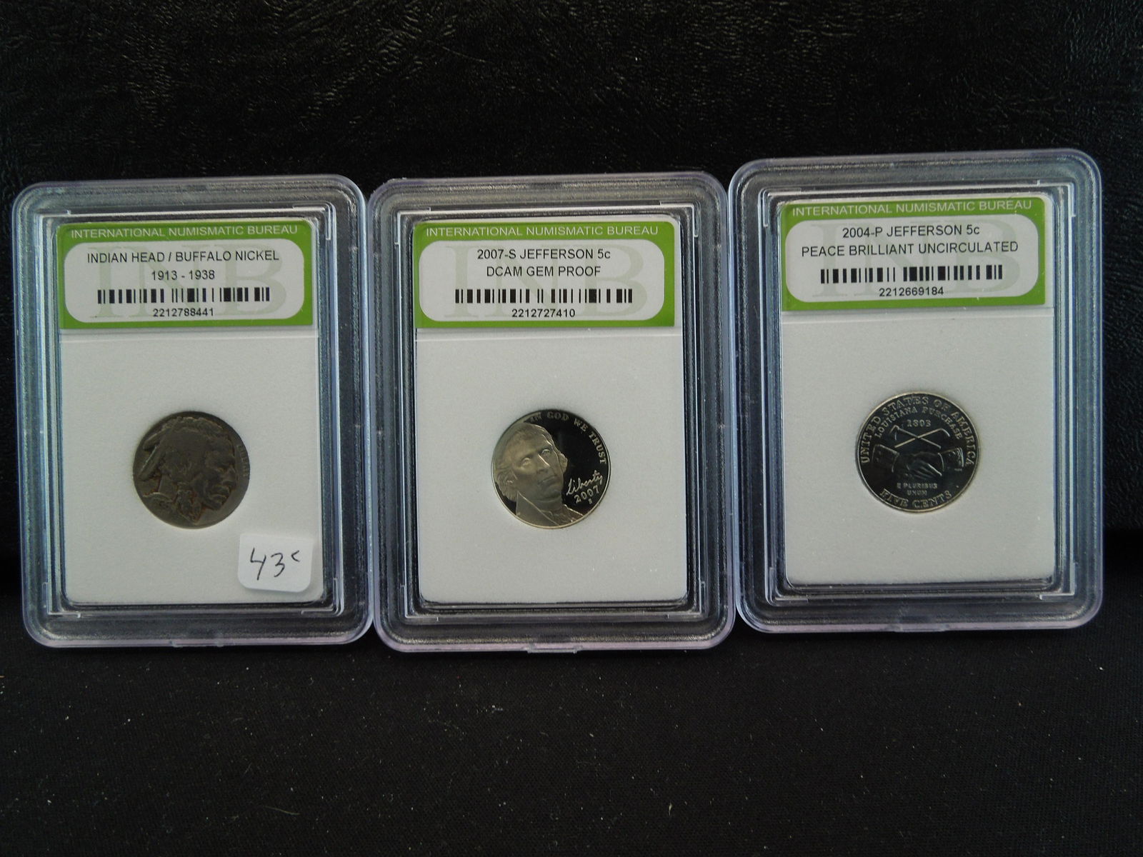 (3) US SLABBED NICKELS (1936 BUFFALO/2004 JEFFERSON (1 of 7)