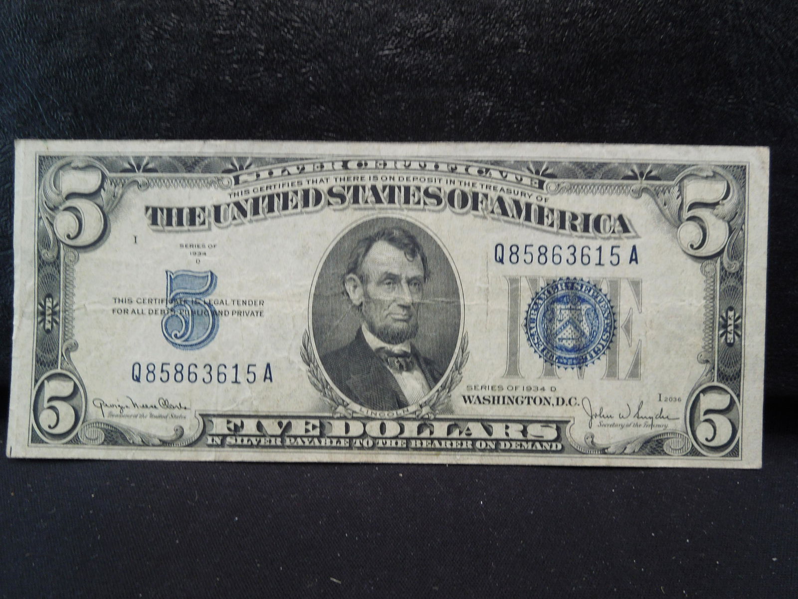 1934 D Five Dollar Silver Certificate (1 of 3)