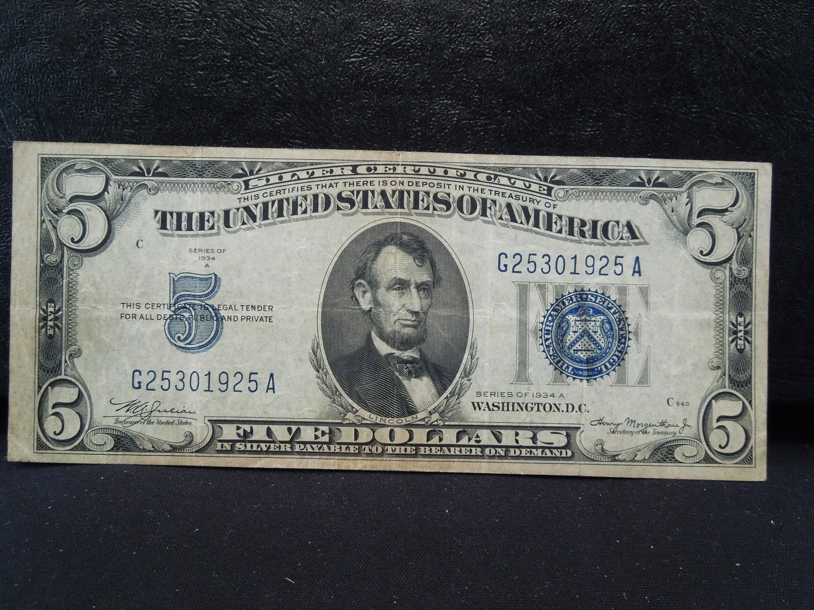 1934 S Five Dollar Silver Certificate (1 of 3)