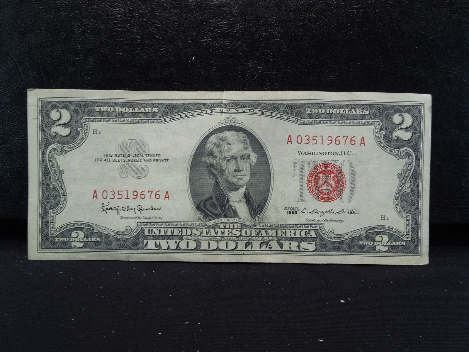 1963 RED $2 DOLLAR BILL, CRISP (1 of 3)