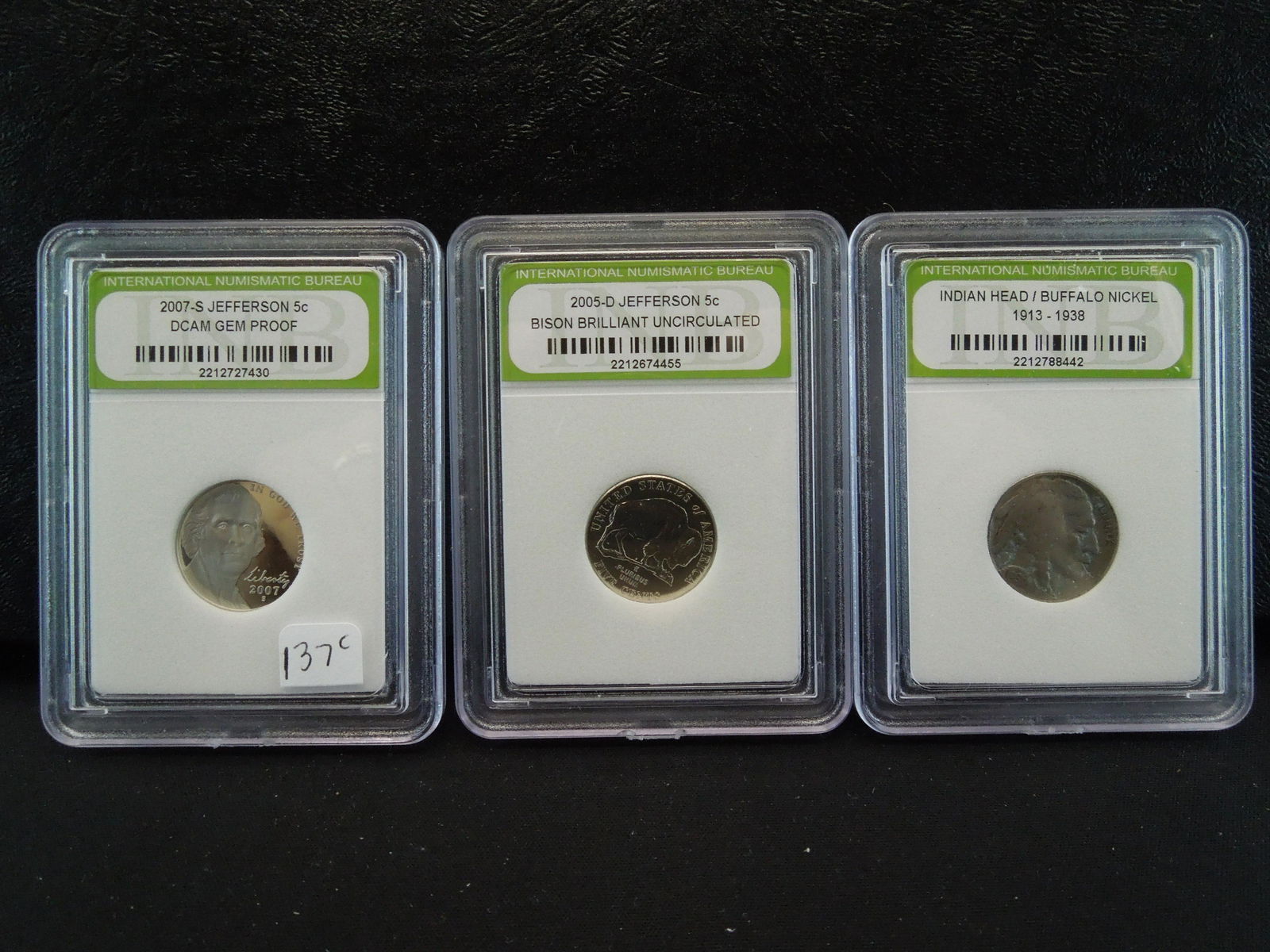 (3) US SLABBED NICKELS (1936 BUFFALO/2005-D BISON (1 of 7)
