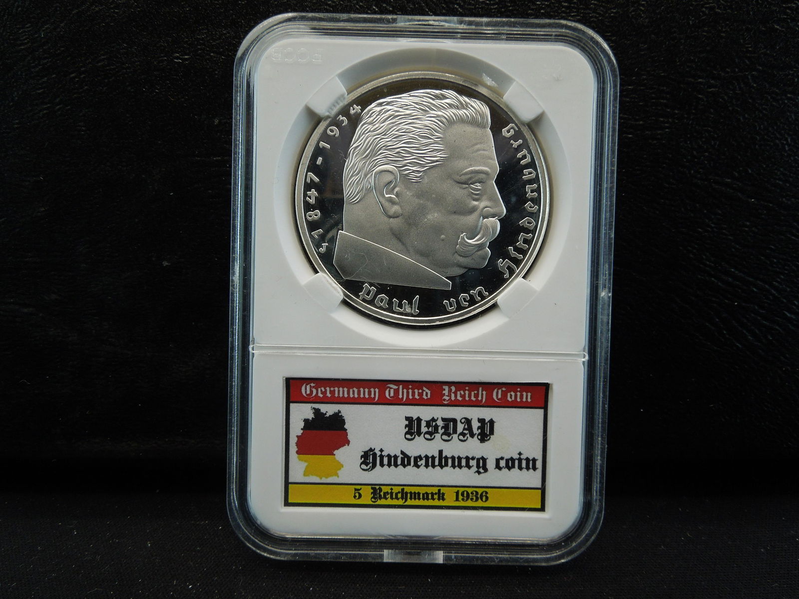 1936 Germany 5 Reichsmark Medal.  "Hindenburg". (1 of 4)