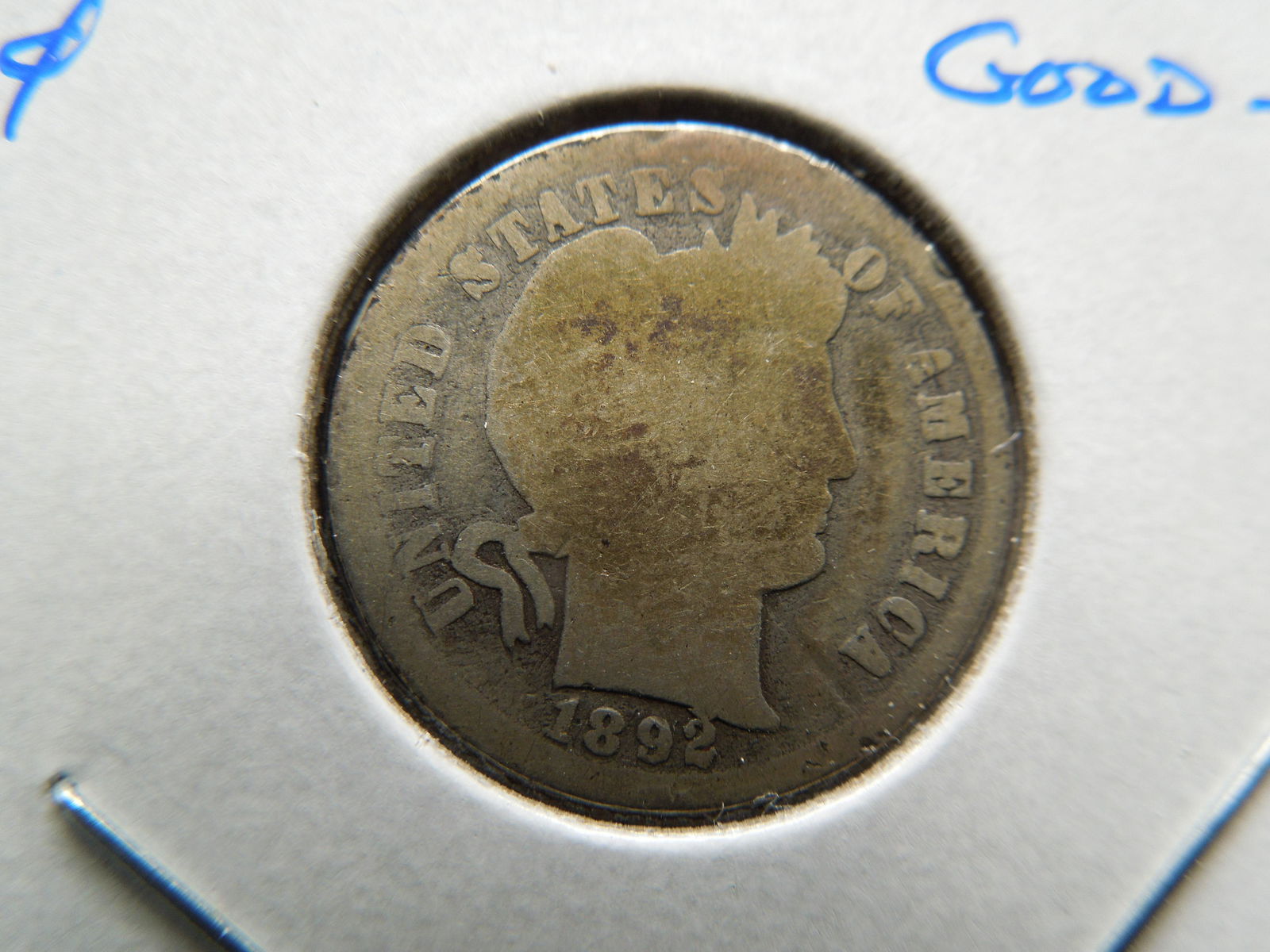 1892-S Barber 10c.  Key Date.  Good. (1 of 3)