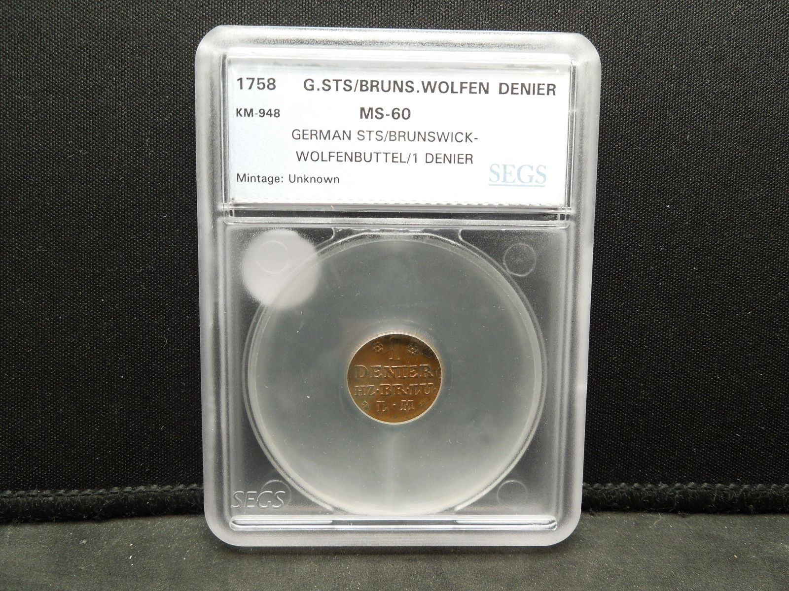 1758 German States/Brunswick-Wolfenbuttel 1 Denier. (1 of 4)