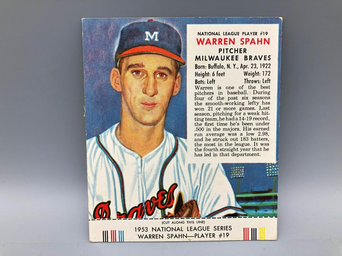1953 Red Man Warren Spahn #19 HOF (1 of 2)