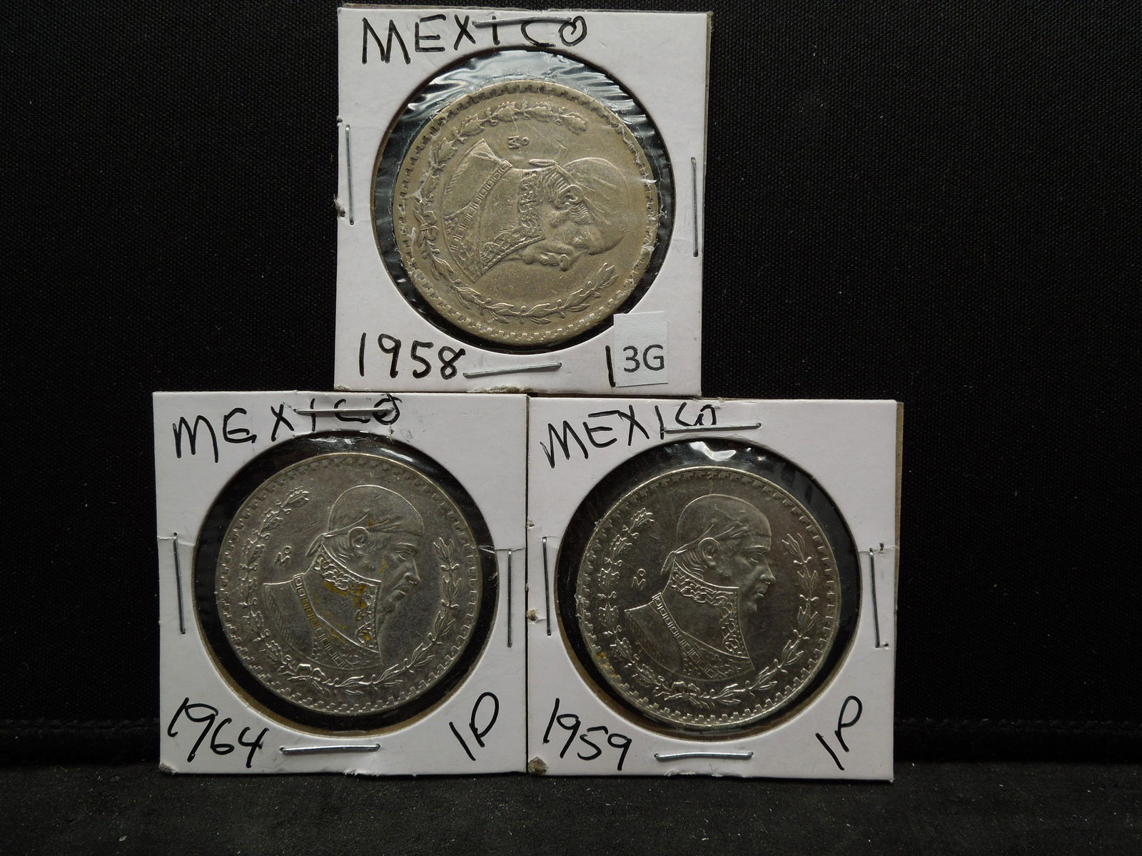 1958/1959/1964 Silver Mexico One Pesos (1 of 4)