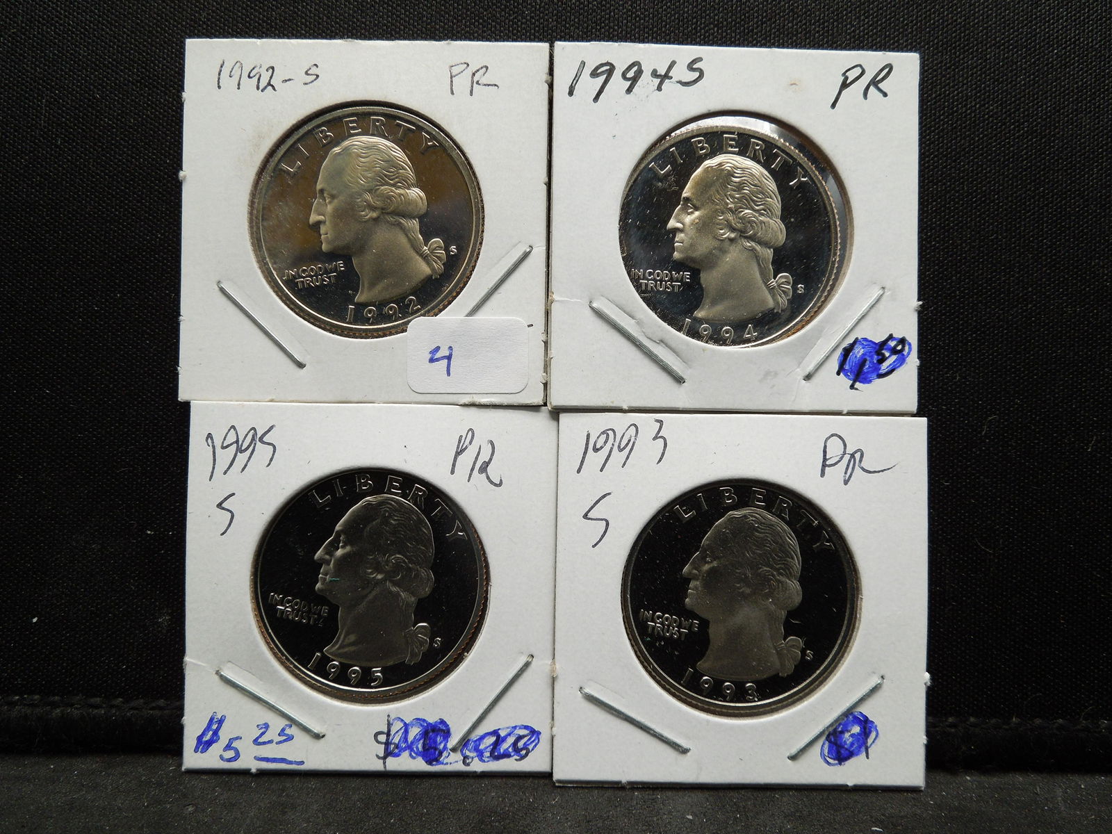 (4) GEM Proof Washington Quarters:  92-S 93-S. 94-S, (1 of 5)