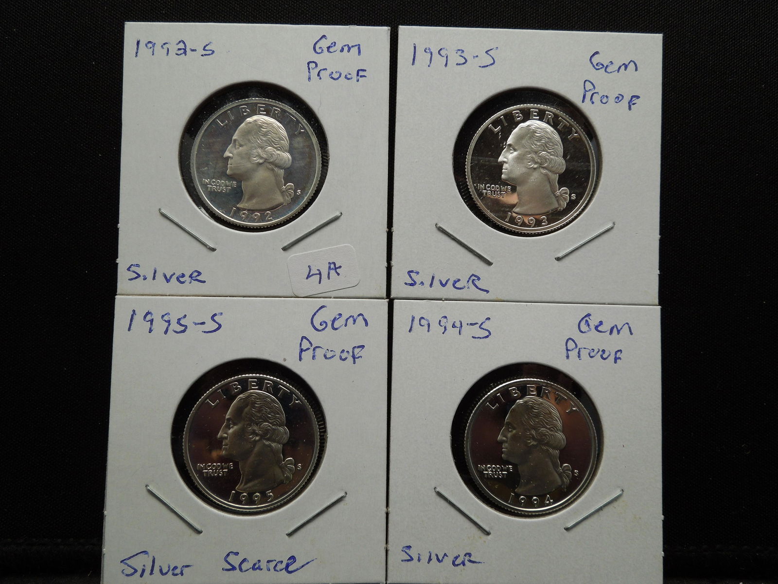 (4) GEM Proof SILVER Washington Quarters:  92-S 93-S. (1 of 5)