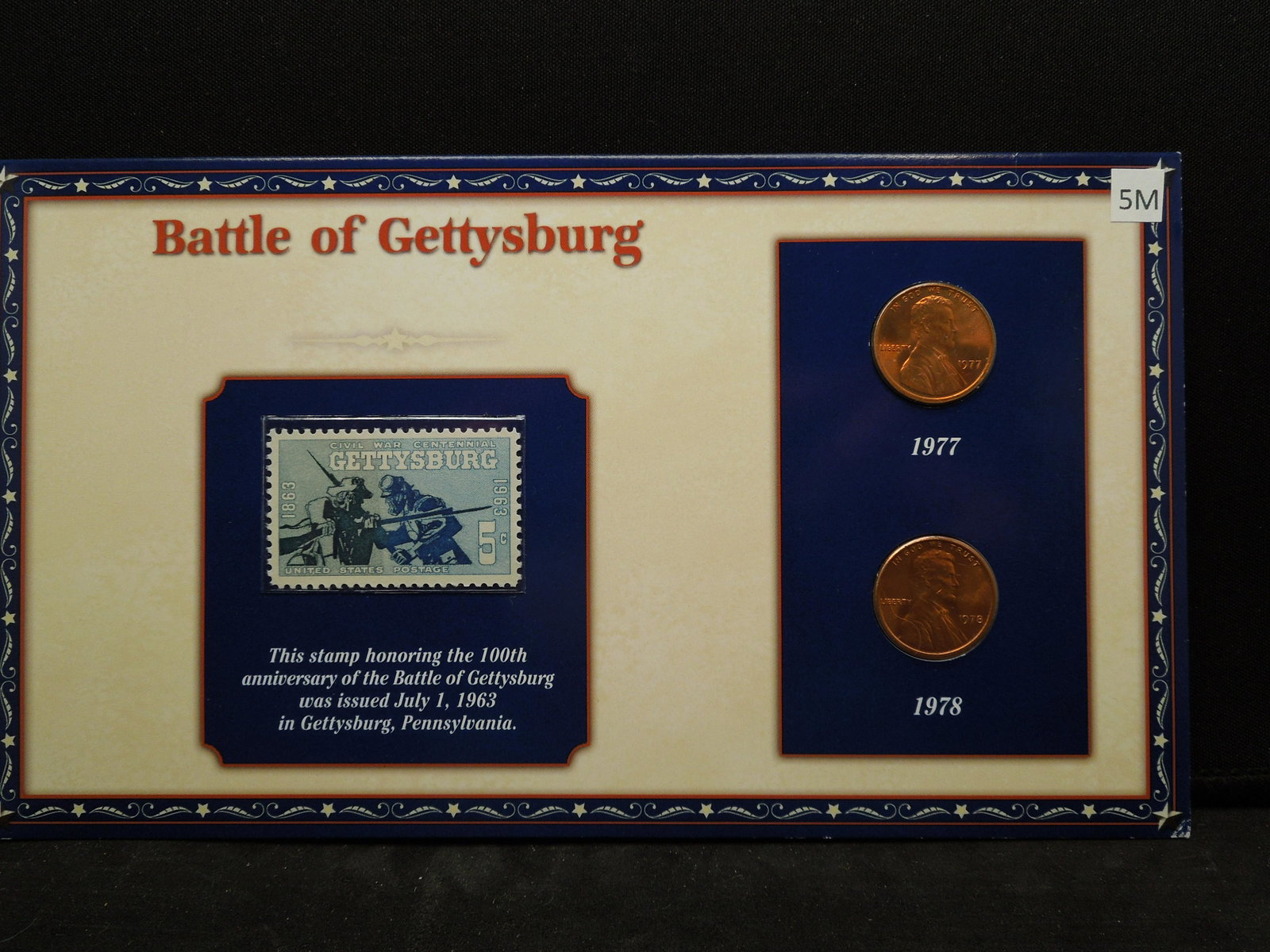 1977 & 1978 Historical Cents and Stamp Set: 1977 & 1978 Historical Cents and Stamp Set Commemorating 100th Anniversary of Battle of Gettysburg.