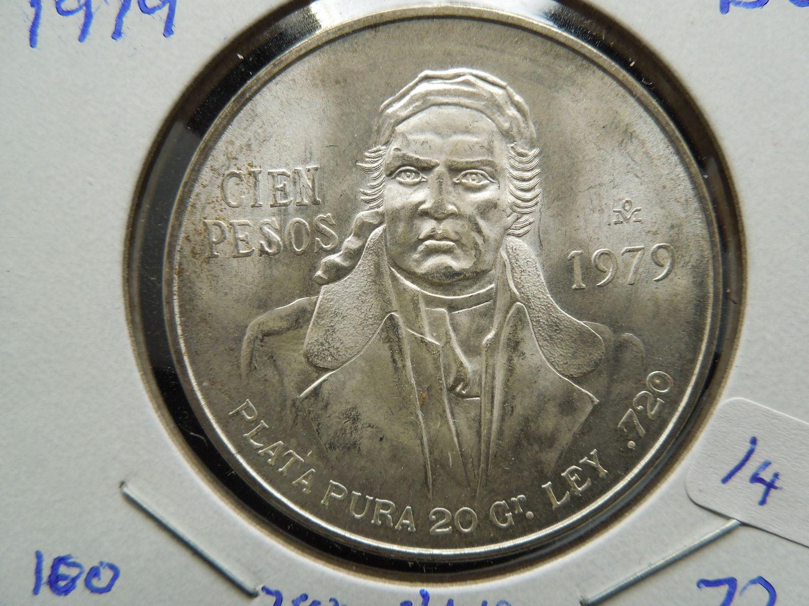 1979 Mexico Silver 100 Pesos.  Choice BU Large 39 MM (1 of 3)