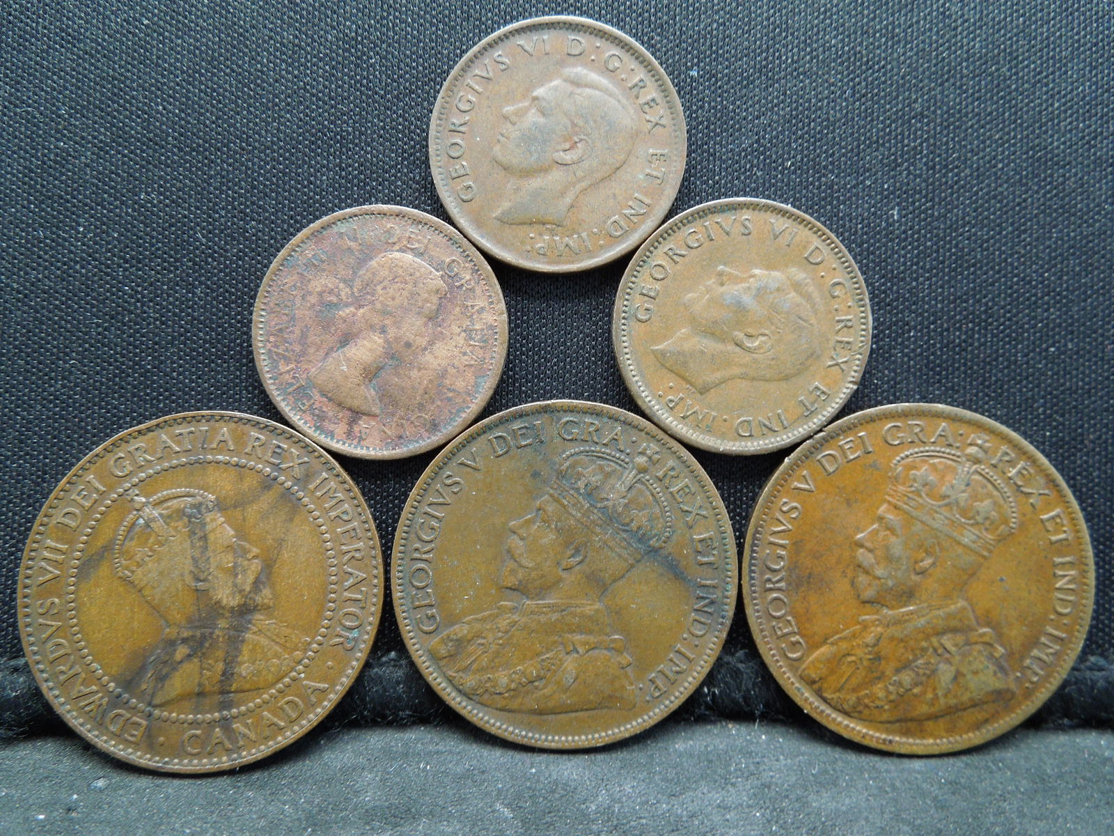 1909, 12, 16 Large Canada Cents, 1943, 44, 46 Small (1 of 2)