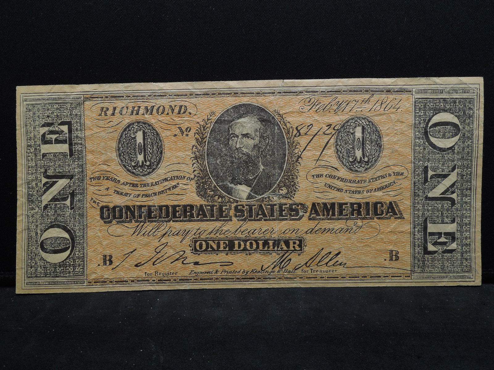 1864 Confederate One Dollar Note (1 of 2)