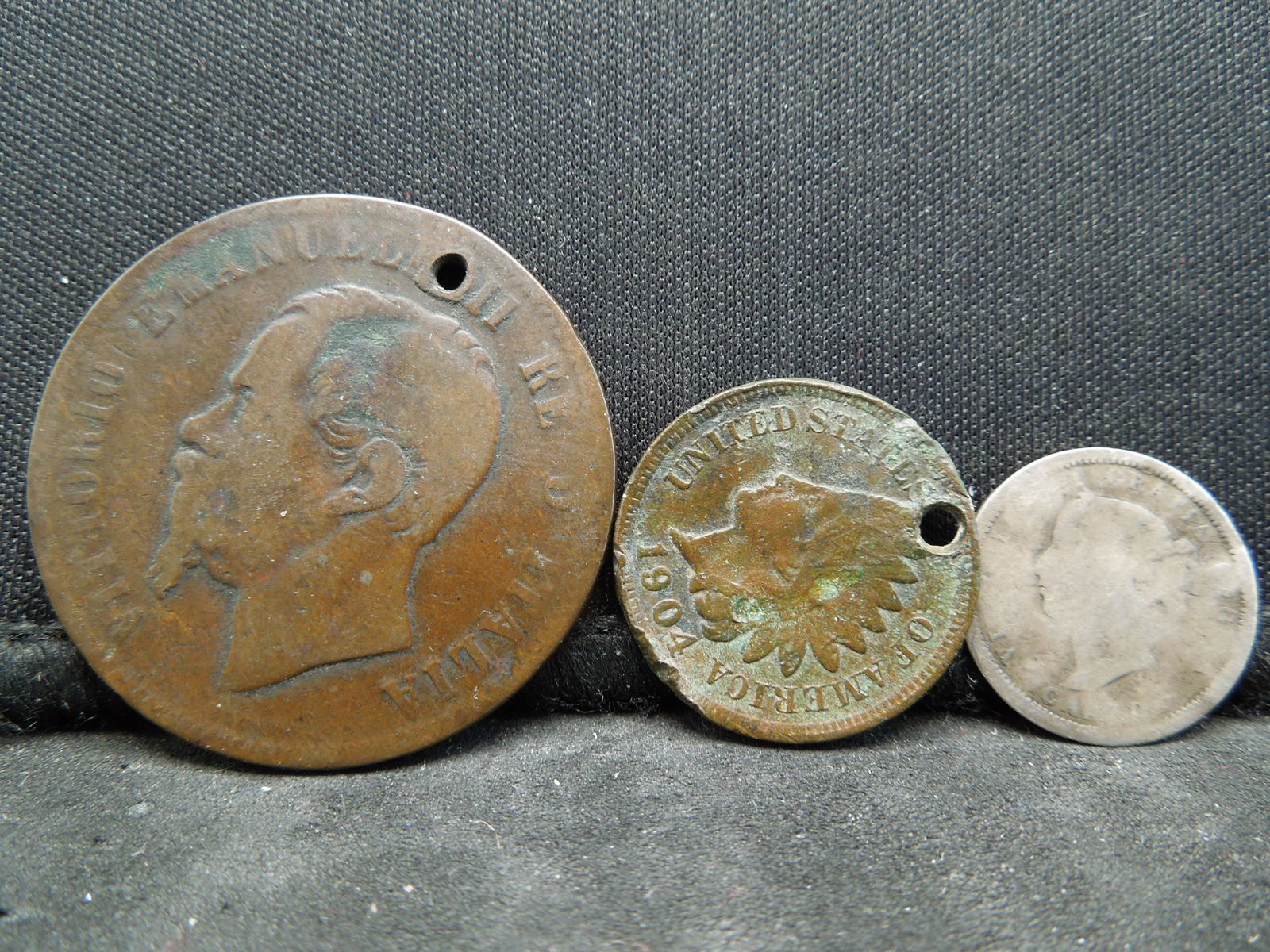 (3) Environmentally Damaged Coins, 1862 Canada Dime, (1 of 2)