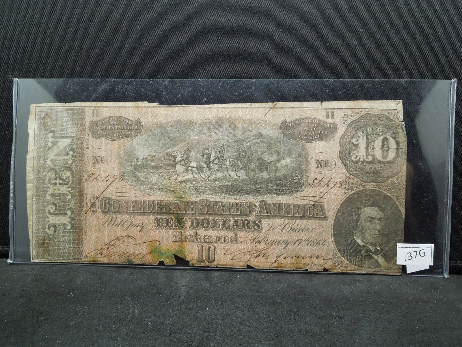1864 Confederate States Of America $10 Currency - RARE: 1864 Confederate States Of America $10 Currency - RARE