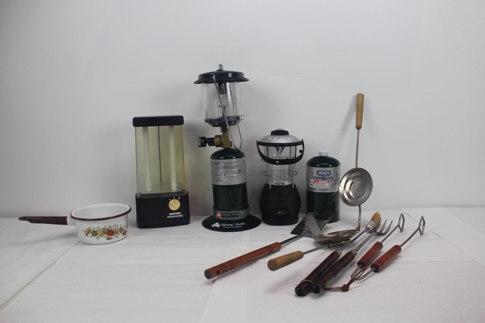 Camping Supplies, Propane Lantern, Two Battery Operated: NO, WE WILL NOT SHIP, PACK, HAUL, CRATE ETC. THIS ITEM. Please read all the terms and Conditions of our auction! Please keep in mind, all items we sell are in used Condition unless otherwise stated. E
