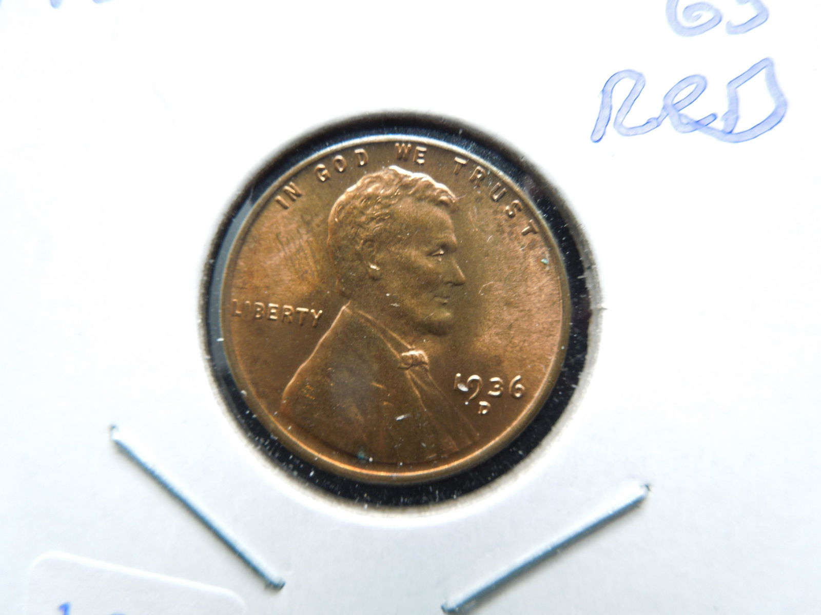 1936-D Lincoln Cent.  GEM BU.  RED (1 of 3)